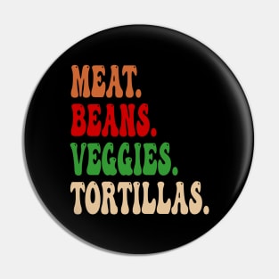 Meat. Beans. Veggies. Tortillas. Groovy burrito ingredients Pin