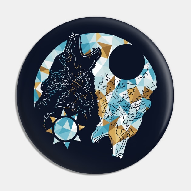 Negative Geo Wolves Pin by polliadesign