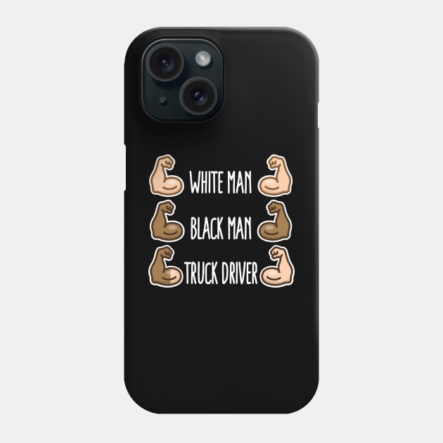 White man black man truck driver funny gym biceps fitness (light design) Phone Case by LaundryFactory