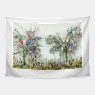 Colorful winter scene Tapestry