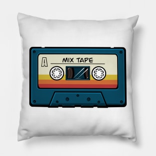 Blue Mix Tape Cassette Pillow