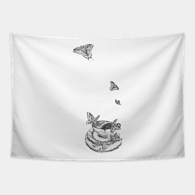 Butterfly Tea Party Tapestry by MokaFocus