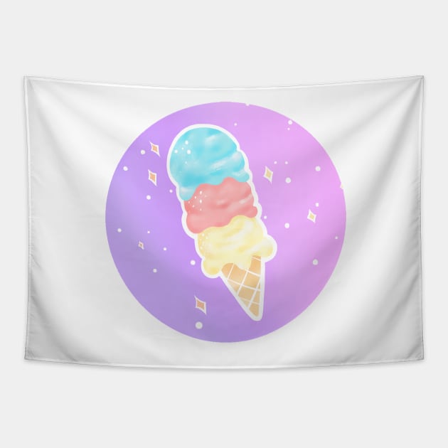 Three Scooped Icecream Cone Tapestry by colorcover