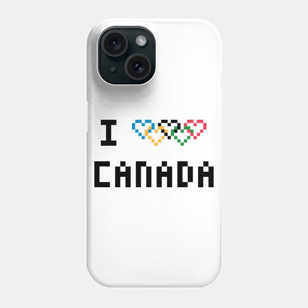 Pixel I Heart Canada with Heart Shaped Olympic Rings Phone Case by gkillerb