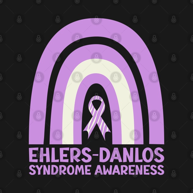 Ehlers-Danlos Syndrome Awareness Ribbon Purple Boho Rainbow by Jesabee Designs