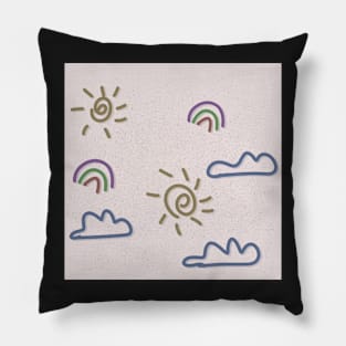 Sun, Cloud and Rainbow - Pattern for kids Pillow