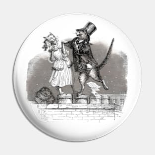 Dancing Cat Couple - Victorian Illustration Pin