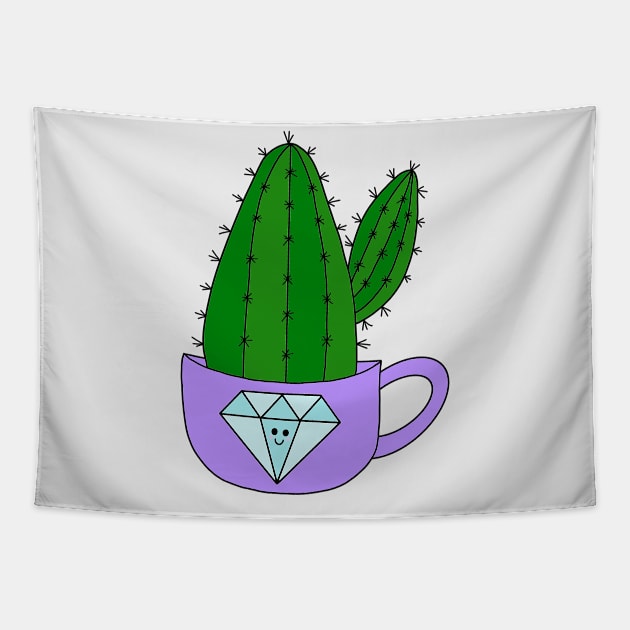 Cute Cactus Design #194: Cactus In Diamond Mug Tapestry by DreamCactus