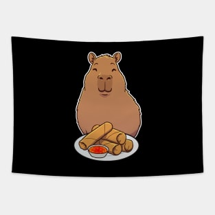 Capybara Spring Rolls Tapestry