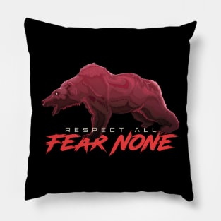 Respect All Fear None Red Bear Fierce Japan Warrior Unstoppable Pillow