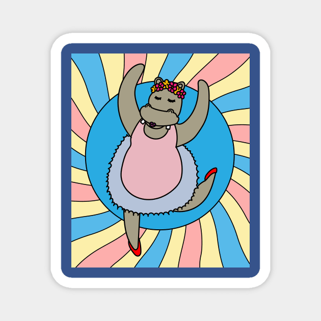 Dancing Ballerina Ballet Hippopotamus Magnet by flofin