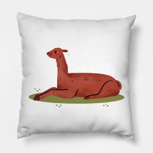 Alpaca Painting Hand Drawn Pillow