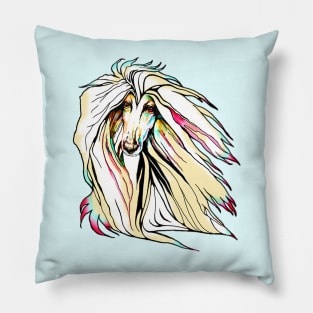 Afghan Hound. Big Hair! Colour. Pillow