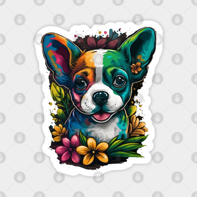 Colorful puppy Dog design #1 Magnet by Farbrausch Art