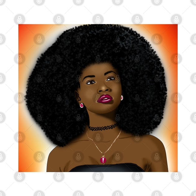 Cute black girl magic afro woman digital art by Spinkly Creations 