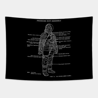 Retro Space Astronaut Diagram - Aerospace Engineering Tapestry