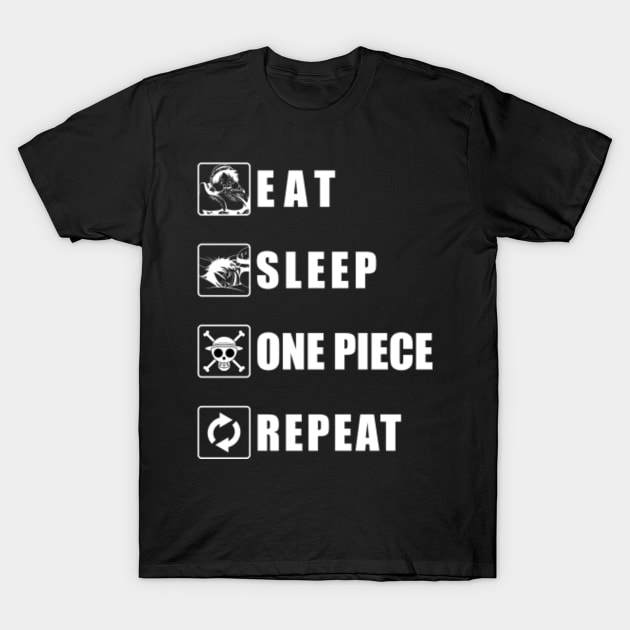 One Piece: Eat Sleep Anime Repeat T-Shirt - TeeNavi