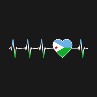 Djibouti Flag Djiboutian Heartbeat I Love My Country T-Shirt