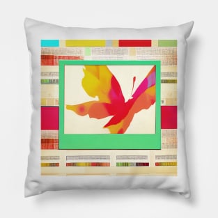 Coral Butterfly Collage Pillow