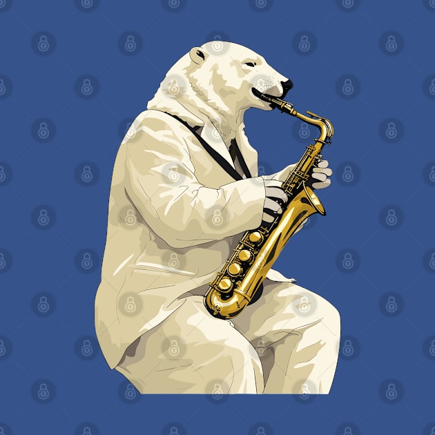 Polar Bear Playing Saxophone by Graceful Designs