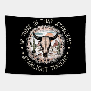 Up There In That Starlight, Starlight Tonight Bull Skull Leopard Cactus Deserts Tapestry