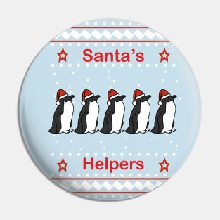 Santas Helpers Christmas Sweaters Penguins Pin