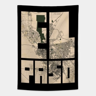 El Paso, Texas, USA City Map - Vintage Tapestry