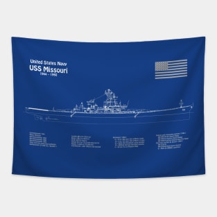 USS Missouri bb-63. World War II Battleship - ADpng Tapestry