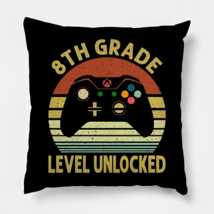 8th Grade Level Unlocked First Day of School Video Gamer Pillow