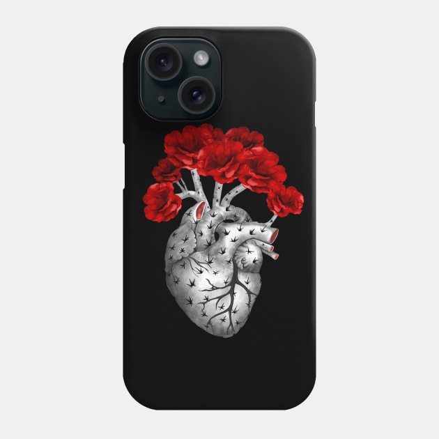 Cactus shape Heart, succulent heart and red flowers, Prickly Heart, succulent lover, Plant lover Phone Case by Collagedream