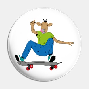 Cow Skater Punk Pin