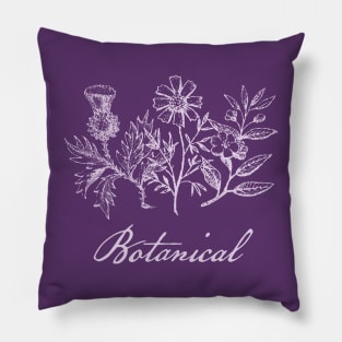 Botanical Text with Illustration Pillow
