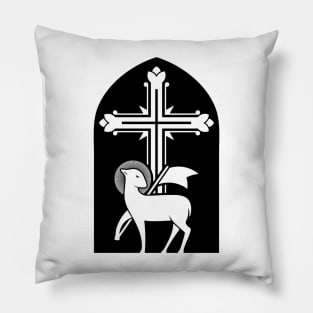 Lamb of God and crucifixion cross. Pillow