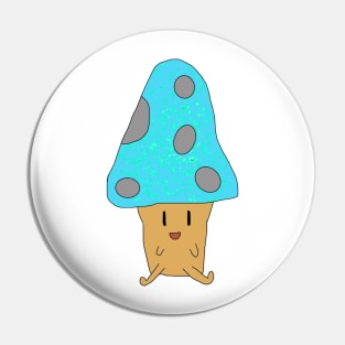 Light Blue Happy Mushroom Pin