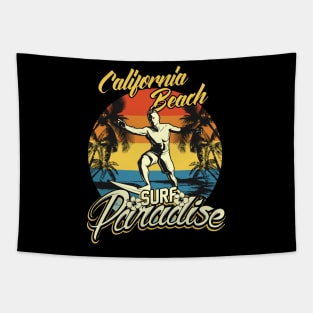 California Beach Surfing Tapestry