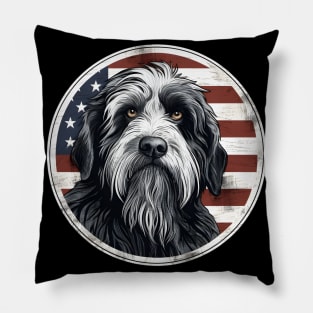 Patriotic Bearded Collie Pillow