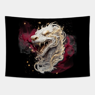 Asian Dragon with Gold, White and Silver details Tapestry