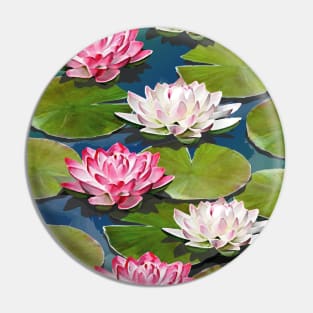 Watercolor Water Lily Art - Lotus Flowers Pin