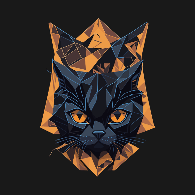 Geometric Halloween Black Cat by Luvleigh