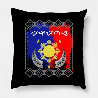 Philippine Flag Sun / Baybayin word Pilipinas (Philippines) Pillow