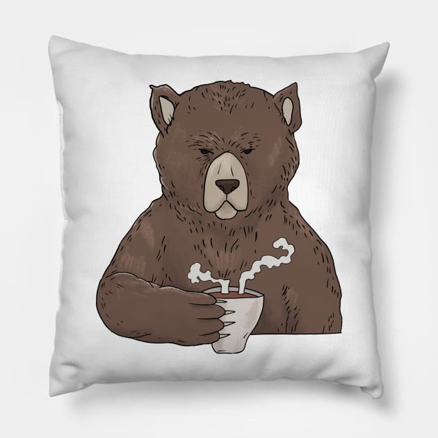 Grumpy Bear with Coffee Morning Grouch Pillow by Mesyo