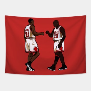 Michael Jordan And Scottie Pippen Throwback Chicago Bulls NBA Tapestry