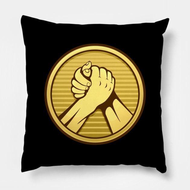 Arm Wrestling Gold Pillow by sifis