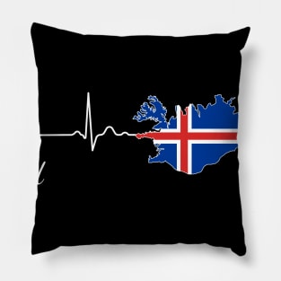 Iceland Ísland heartbeat flag Pillow