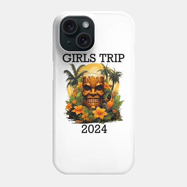 Tropical Vacation - Girls Trip 2024 (Black Lettering) Phone Case by VelvetRoom