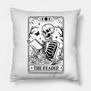 The Skeleton Reader Tarot Card Pillow