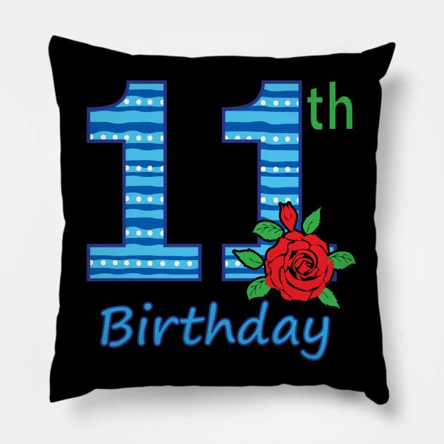 11th Floral - 11th Birthday - Flower - Floral - Birthday Party gift Pillow by lunamoonart