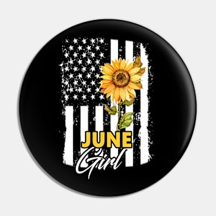 Flag Sunflower June Girl Pin