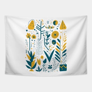 Bohemian Style Floral Shapes Tapestry