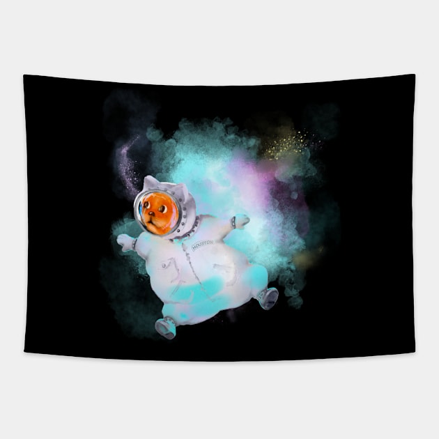 Astronaut Captain Cat Tapestry by Ljuko